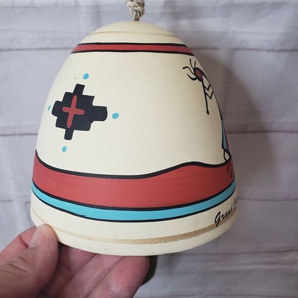 Hand Painted Kokopelli Hanging Pottery Wind Chimes Bell Grand Canyon Souvenir - Picture 3 of 8